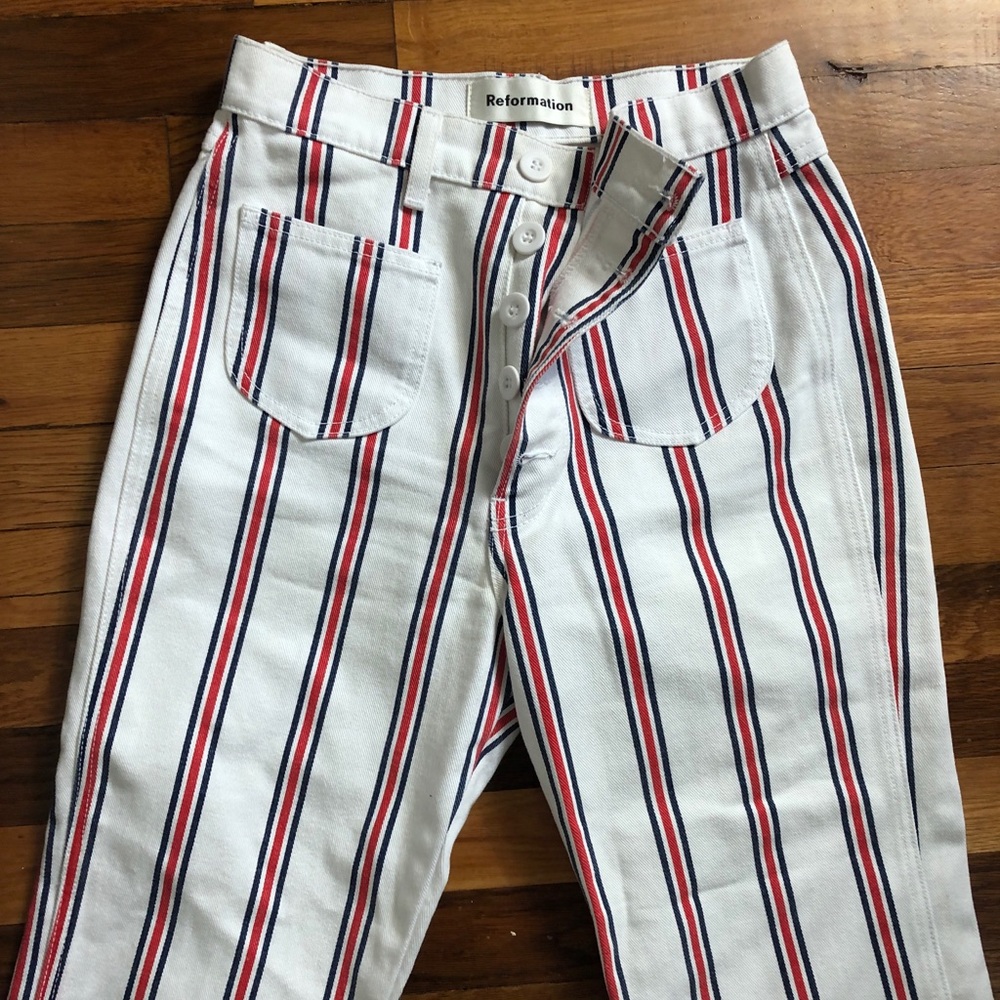 Reformation White Pinstripe Jeans size 27